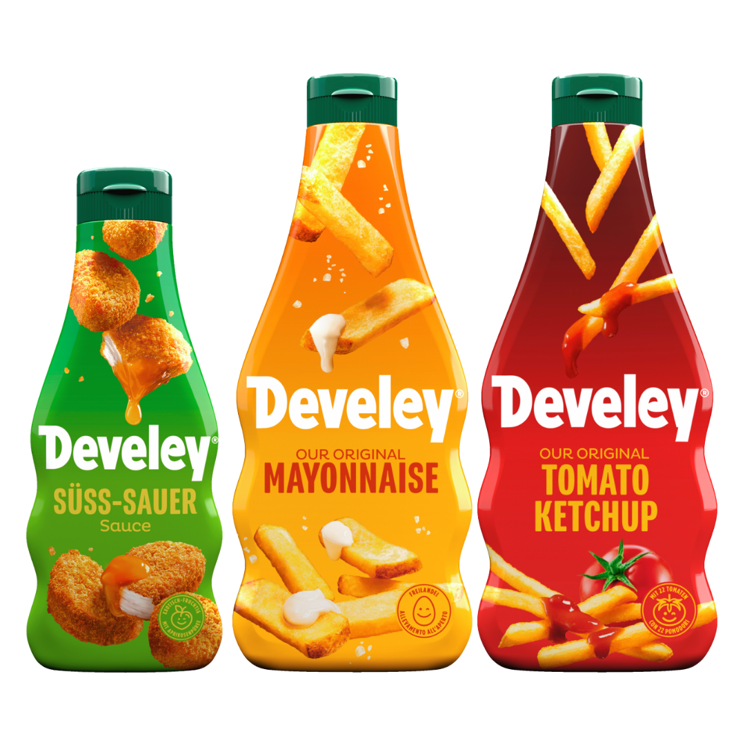 Develey Black Week Set mit Mayonnaise, Ketchup und Süß-Sauer Sauce (2x 500 ml und 1x 250 ml)