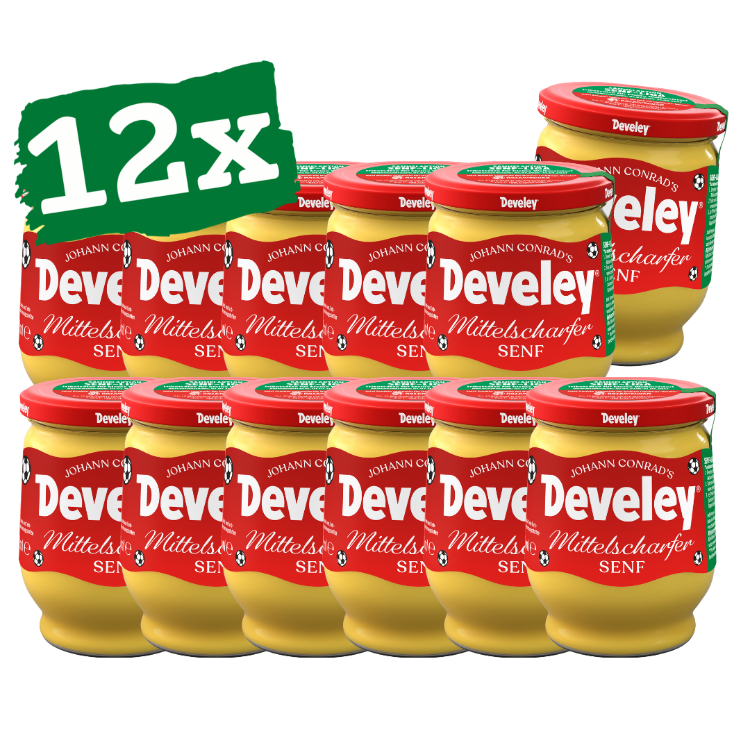 Develey Senf Mittelscharf Fußball Edition (12x 250 ml) Glas