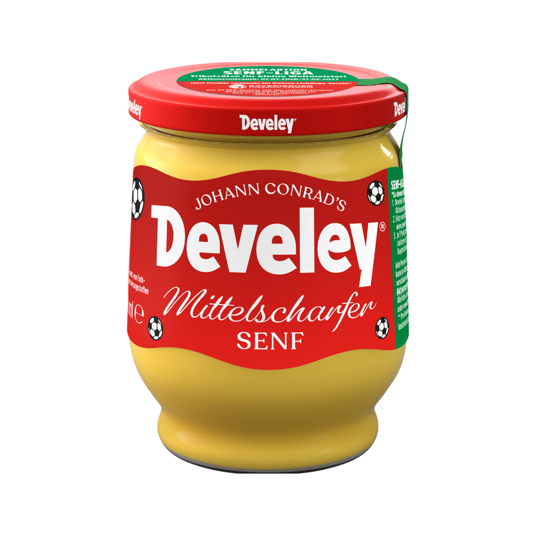 Develey Senf Mittelscharf Fußball Edition (250ml) Glas