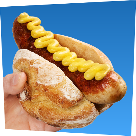 Develey Bratwurstsemmel mit mittelscharfer Senf