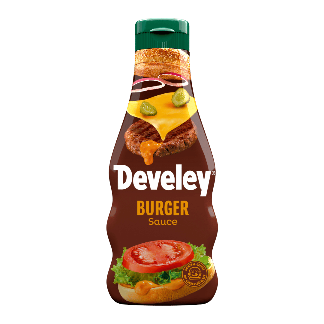 Die Burger Sauce von Develey in der handlichen 250 ml Flasche