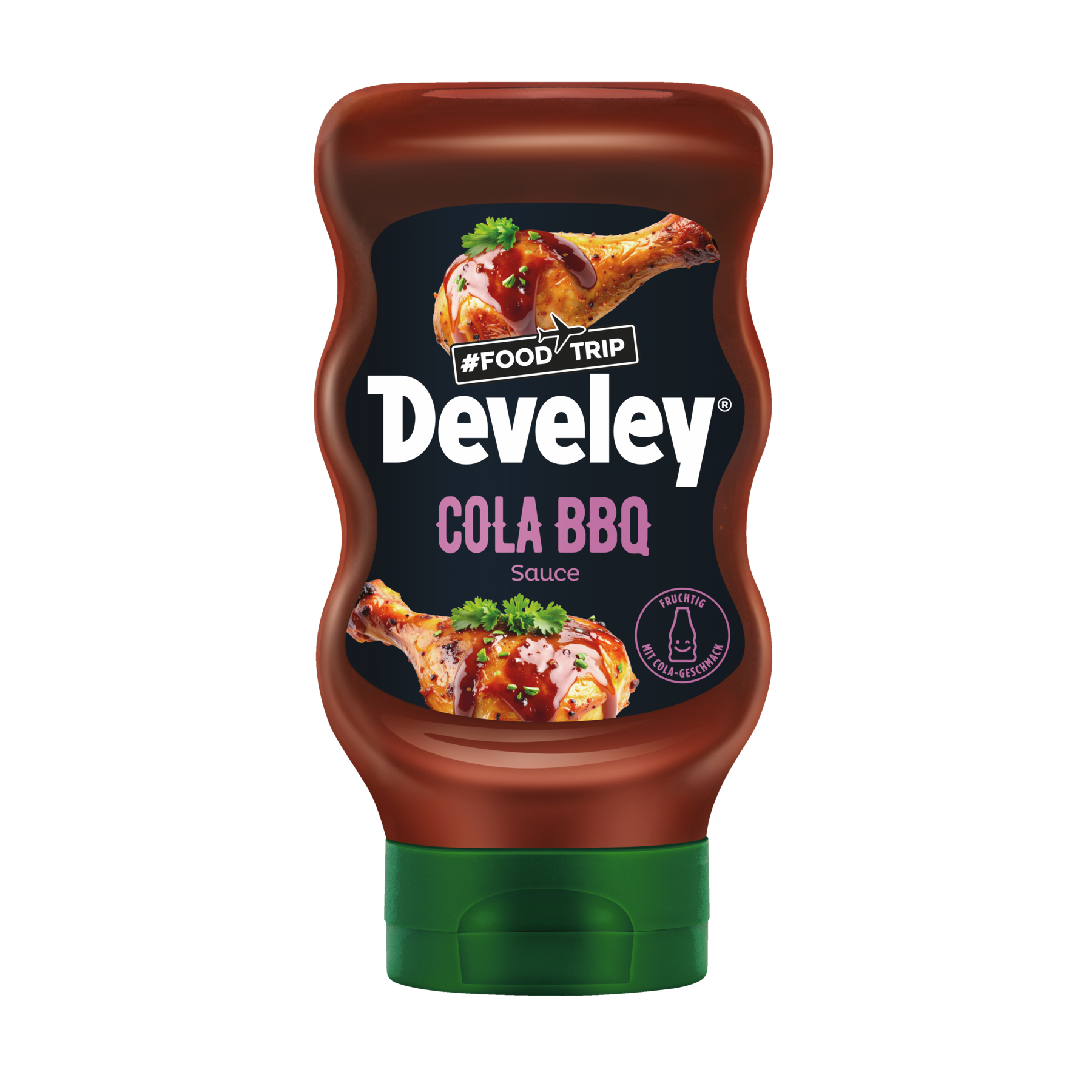 Die Produktabbildung der Cola BBQ Sauce in der 300 ml Flasche von Develey