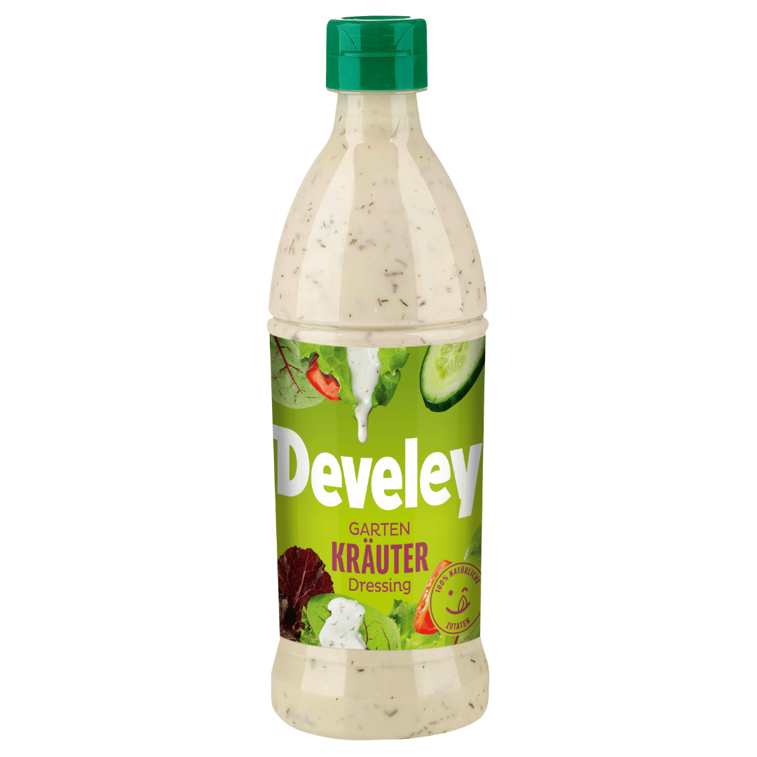 Das Gartenkräuter Dressing von Develey in der 500 ml Flasche