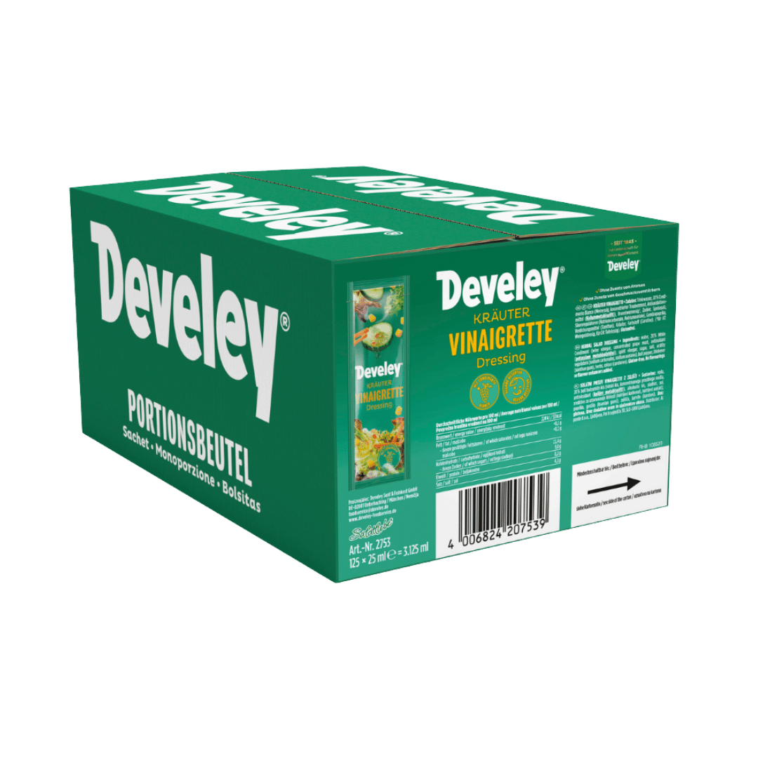 Das Kräuter Vinaigrette Dressing von Develey 125x 25 ml Portionsbeutel