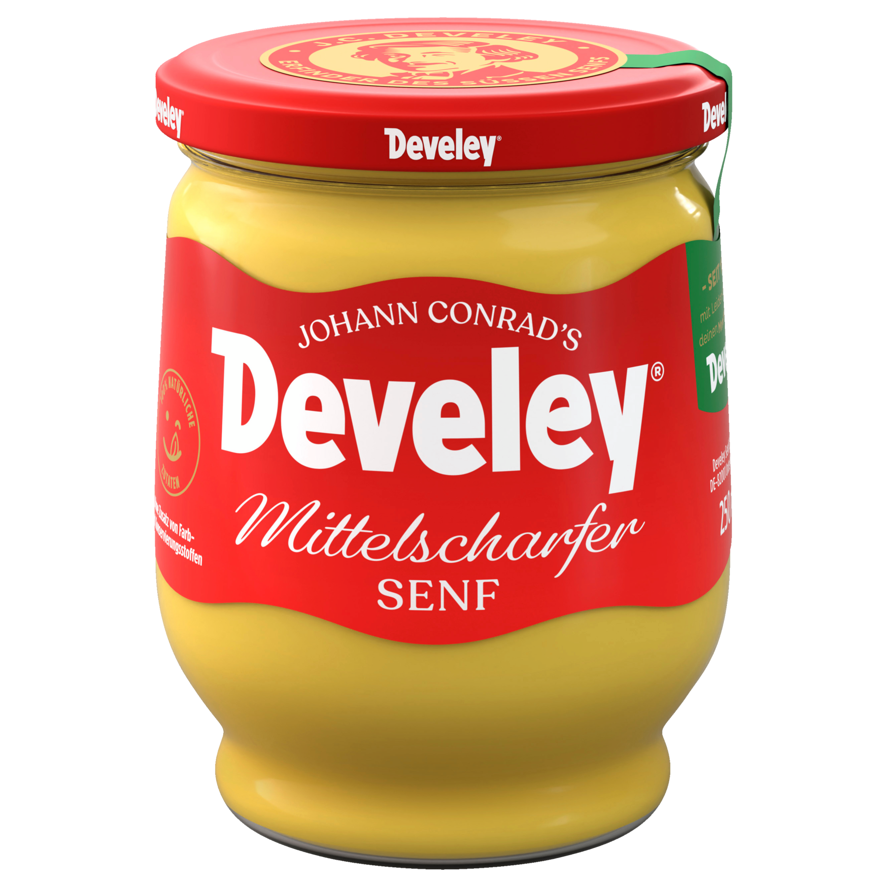 Der mittelscharfe Senf von Develey im 250 ml Glas