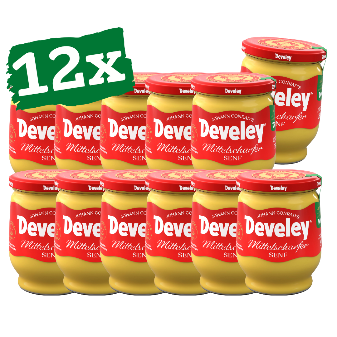 Develey Senf Mittelscharf (12x 250 ml) Glas