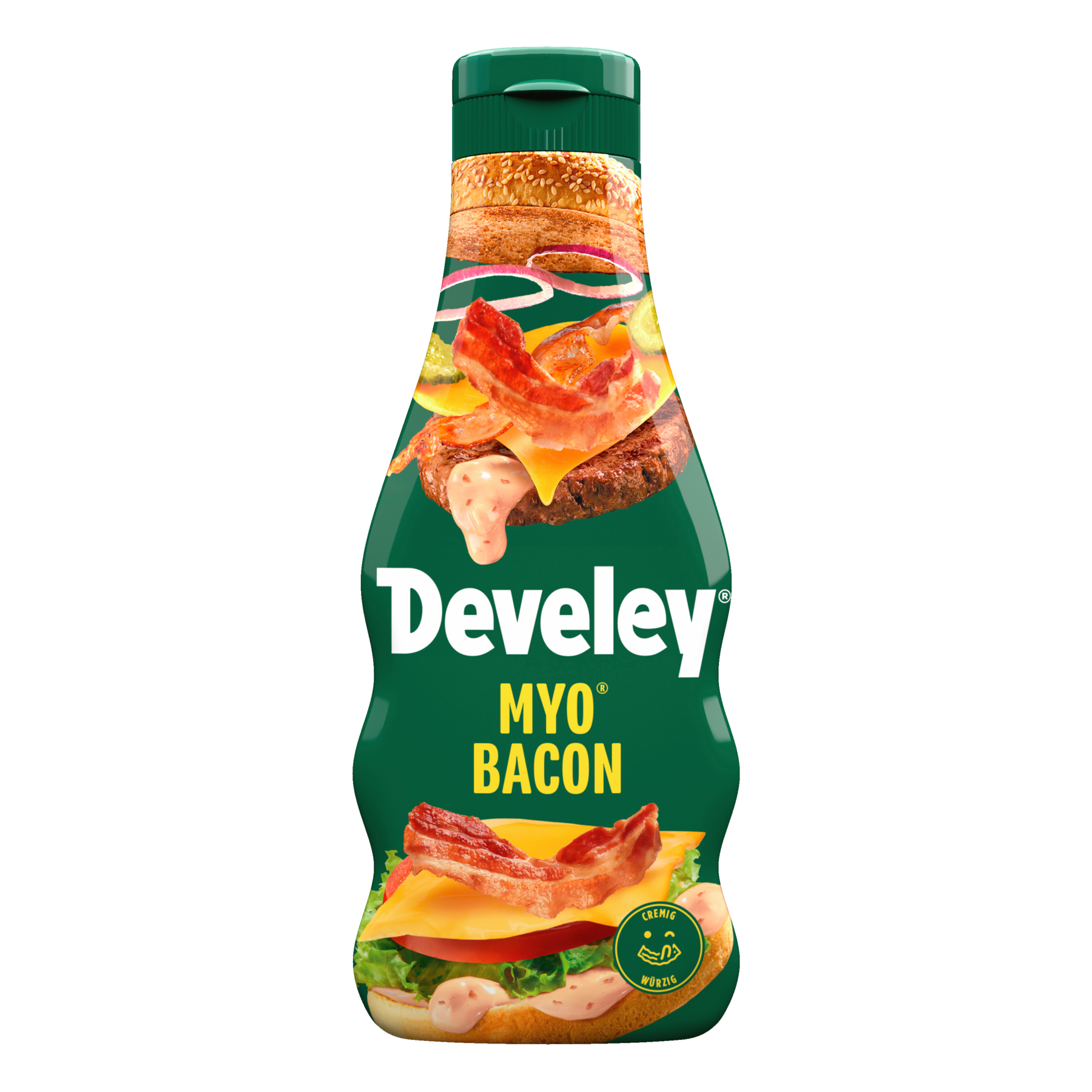Die Produktabbilung der MYO® Bacon von Develey in der 235 ml Flasche