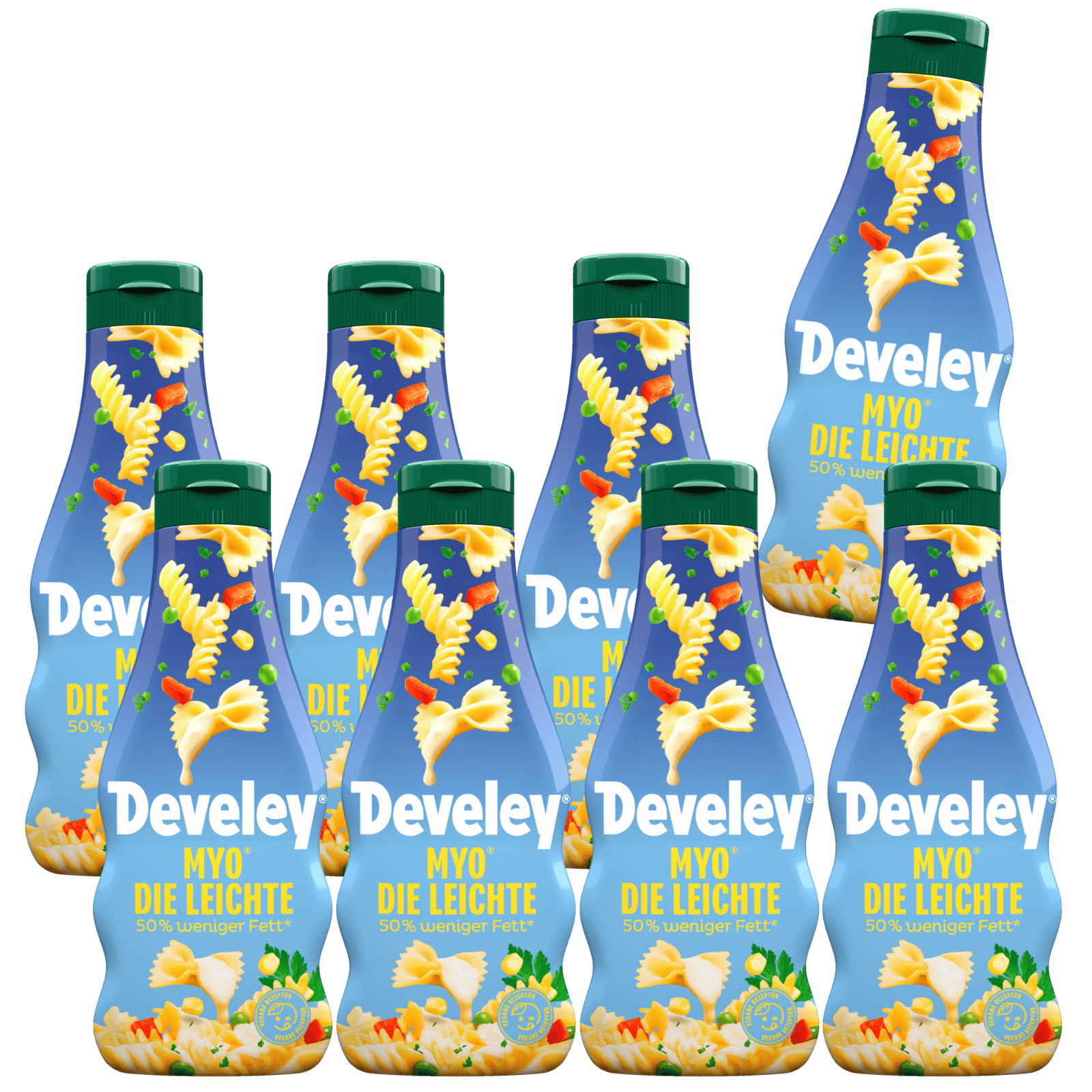 Die Produktabbildung der veganen MYO® Die Leichte 235 ml Flasche von Develey im 8er Set