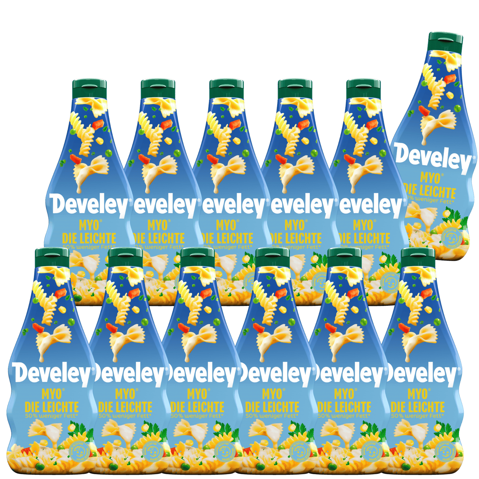 Die Produktabbildung der MYO® Die Leichte 500 ml Flasche von Develey im 12er Set