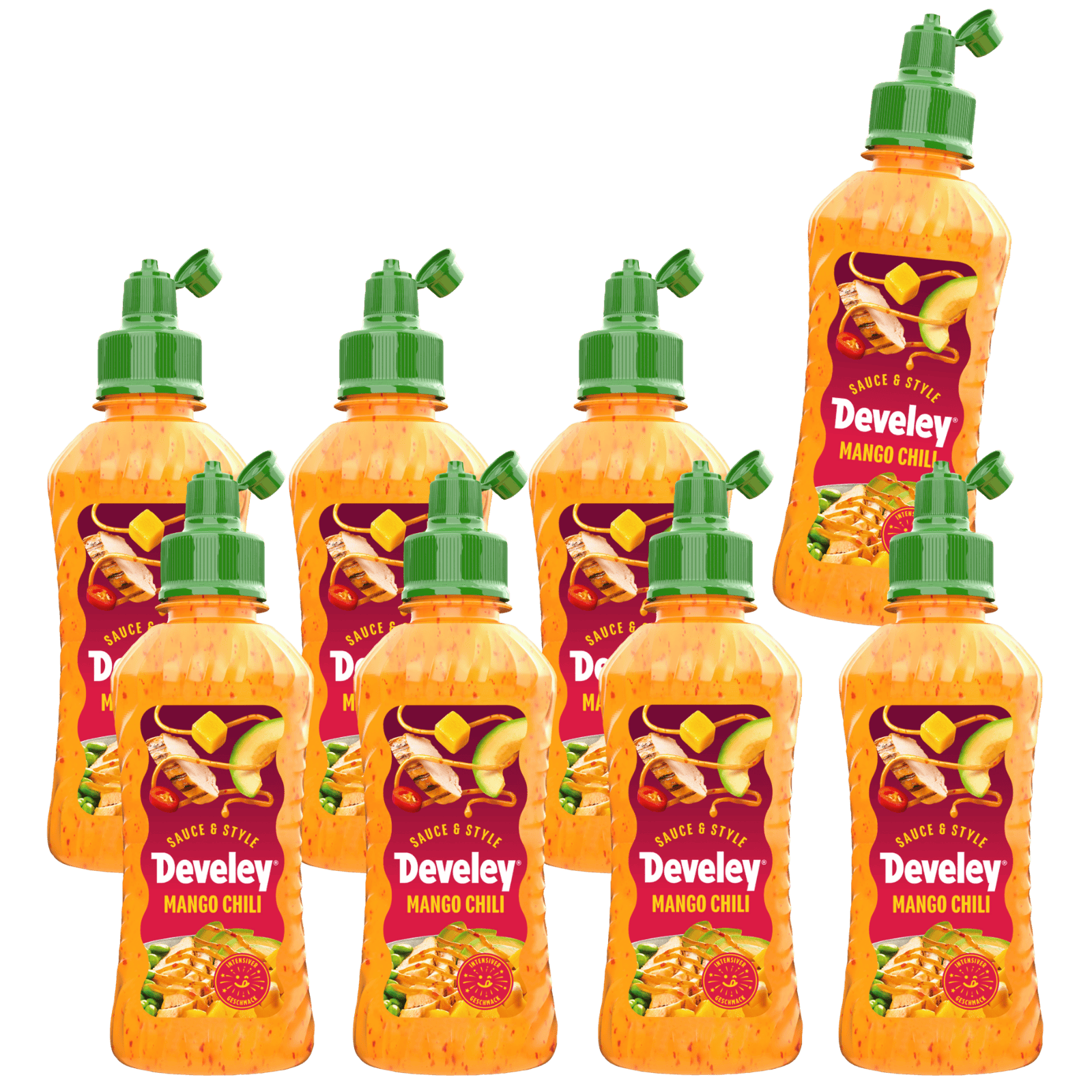 Die Produktabbildung der Sauce & Style Mango Chili Sauce im 8er Set von Develey