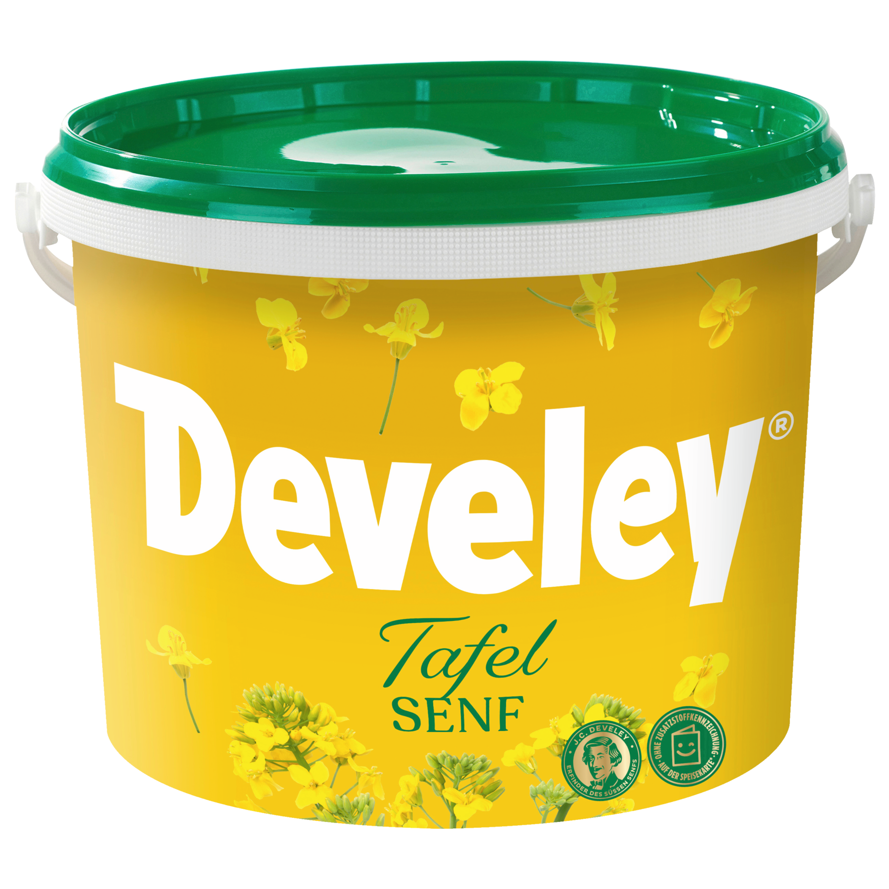 Die Produktabbildung des Tafel Senf von Develey im 10 kg Eimer besonders für die Gastronomie geeignet