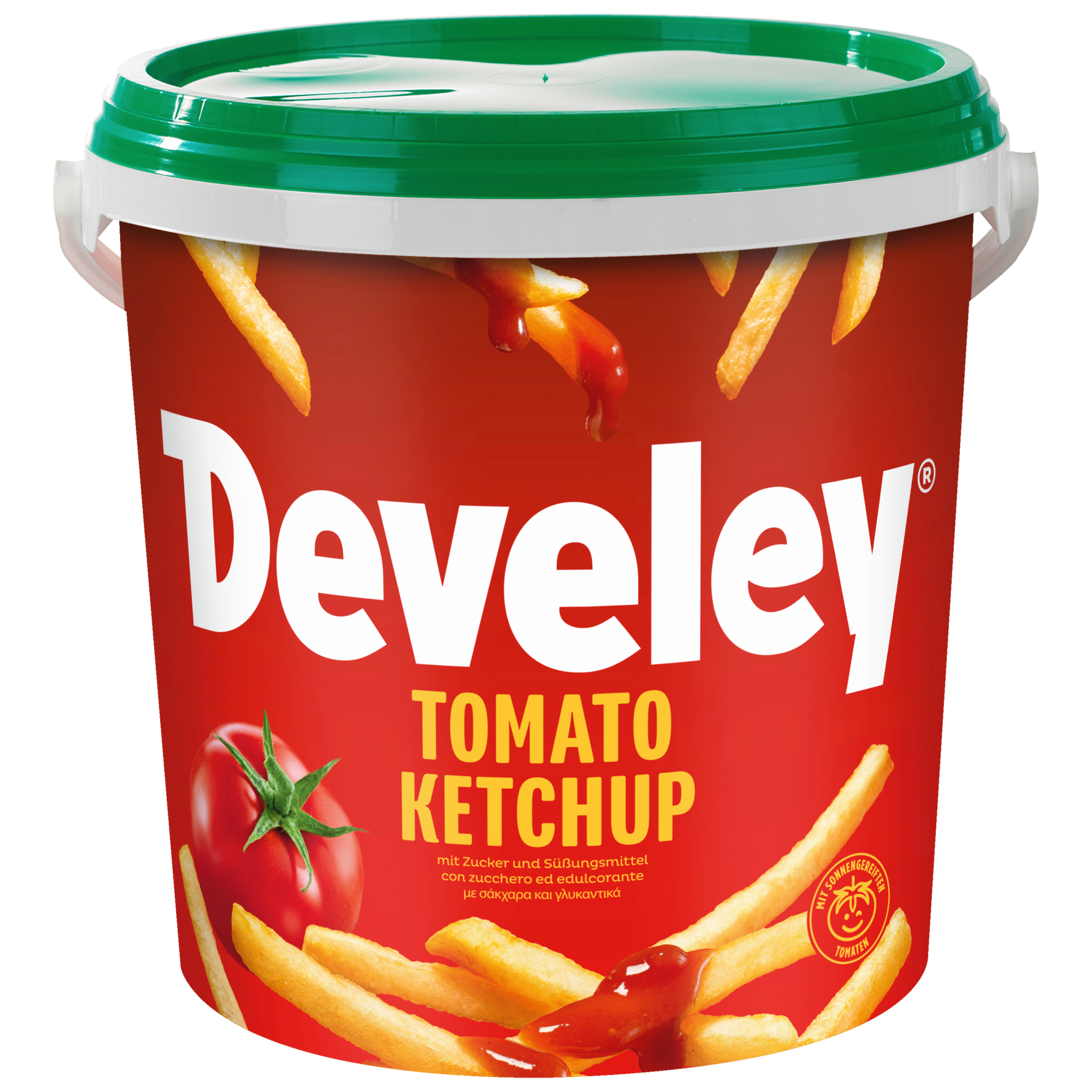 Die Produktabbildung des Tomaten Ketchup von Develey im 10 kg Eimer besonders für die Gastronomie geeignet