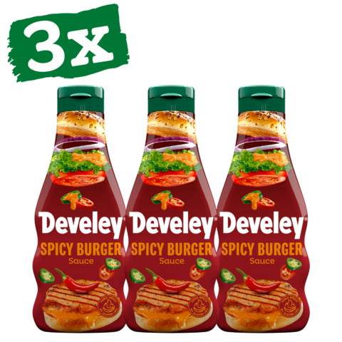 Die Spicy Burger Sauce von Develey ist scharf würzig und passt perfekt zu Burger, Grillgemüse und Steak, Squeeze, 250ml, grillsoße, vegetarisch - jetzt im Vorteilsset