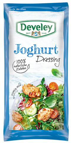 Joghurt Dressing im Portionsbeutel, 75ml zum mitnehmen, passt zu Geflügel, Salat und Grillgemüse, glutenfrei