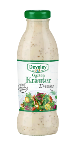 Gartenkräuter Dressing in der Glasflasche, 230ml zum mitnehmen, passt zu Geflügel Salat und Grillgemüse, glutenfrei, vegetarisch