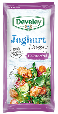 Joghurt Dressing im Portionsbeutel, 75ml zum mitnehmen, passt zu Ofenkartoffeln Salat und Grillgemüse, vegetarisch, glutenfrei, laktosefrei