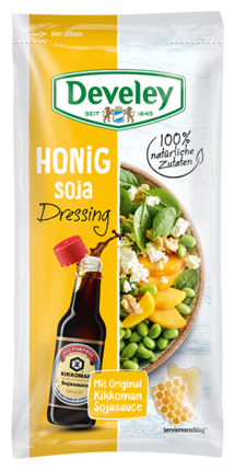 Salatdressing: Honig-Soja Dressing von Develey im 75ml Beutel