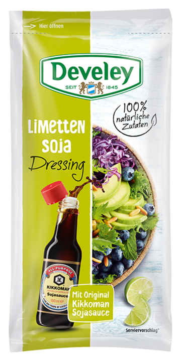 Salatdressing: Limetten-Soja Dressing von Develey im 75ml Beutel