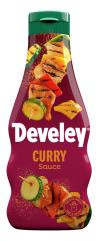 Die Curry Sauce von Develey ist würzig scharf und passt perfekt zu Geflügel, Grillgemüse und Ofenkartoffel, Squeeze, 250ml, grillsoße, vegan,  vegetarisch