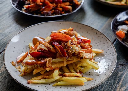 Rezept, Gericht von Develey: Chicken Fries mit Curry Sauce, Pommes