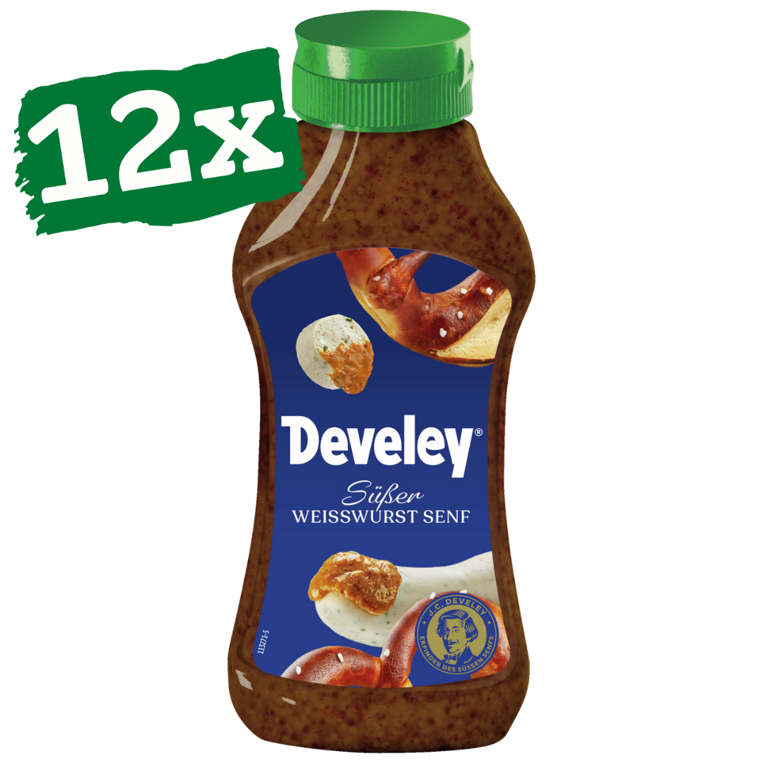 Develey süßer Weißwurst Senf im 250 ml Glas im 12er Pack