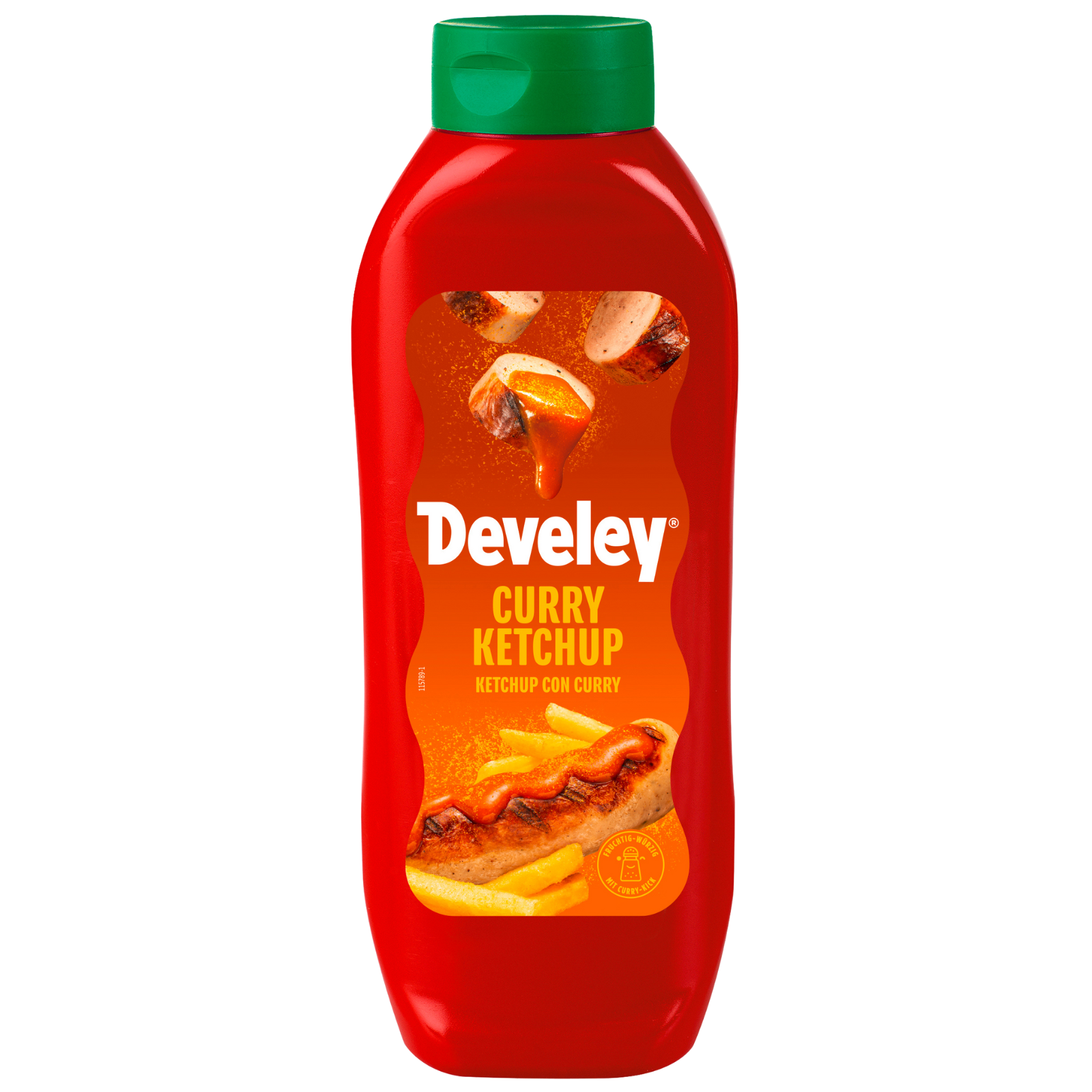 Develey Curry Gewürz Ketchup Kopfstandflasche 875 ml