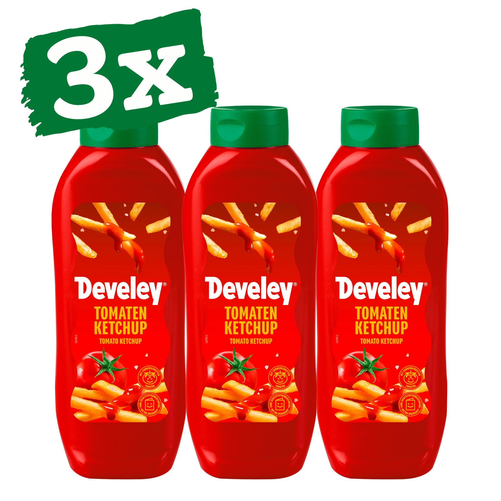 Develey Tomaten Ketchup Kopfstandflasche 3x 875 ml