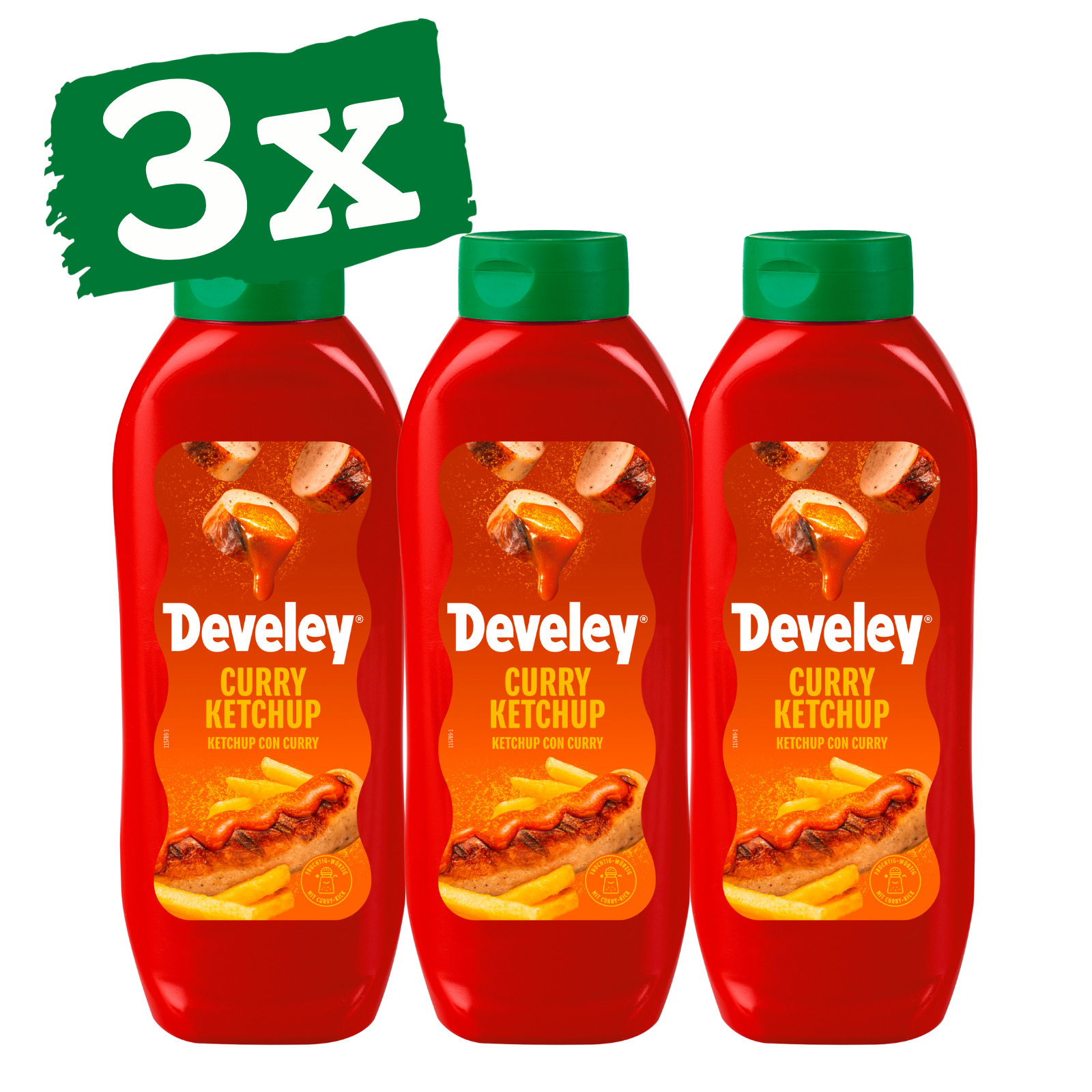 Develey Curry Gewürz Ketchup Kopfstandflasche 875 ml