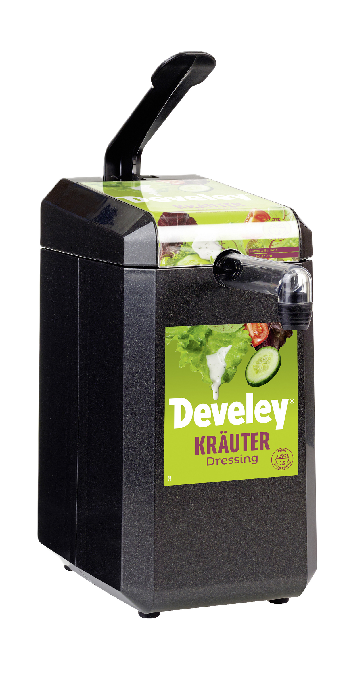 Develey Dispenser in schwarz, Gartenkräuter Dressing, 5 kg
