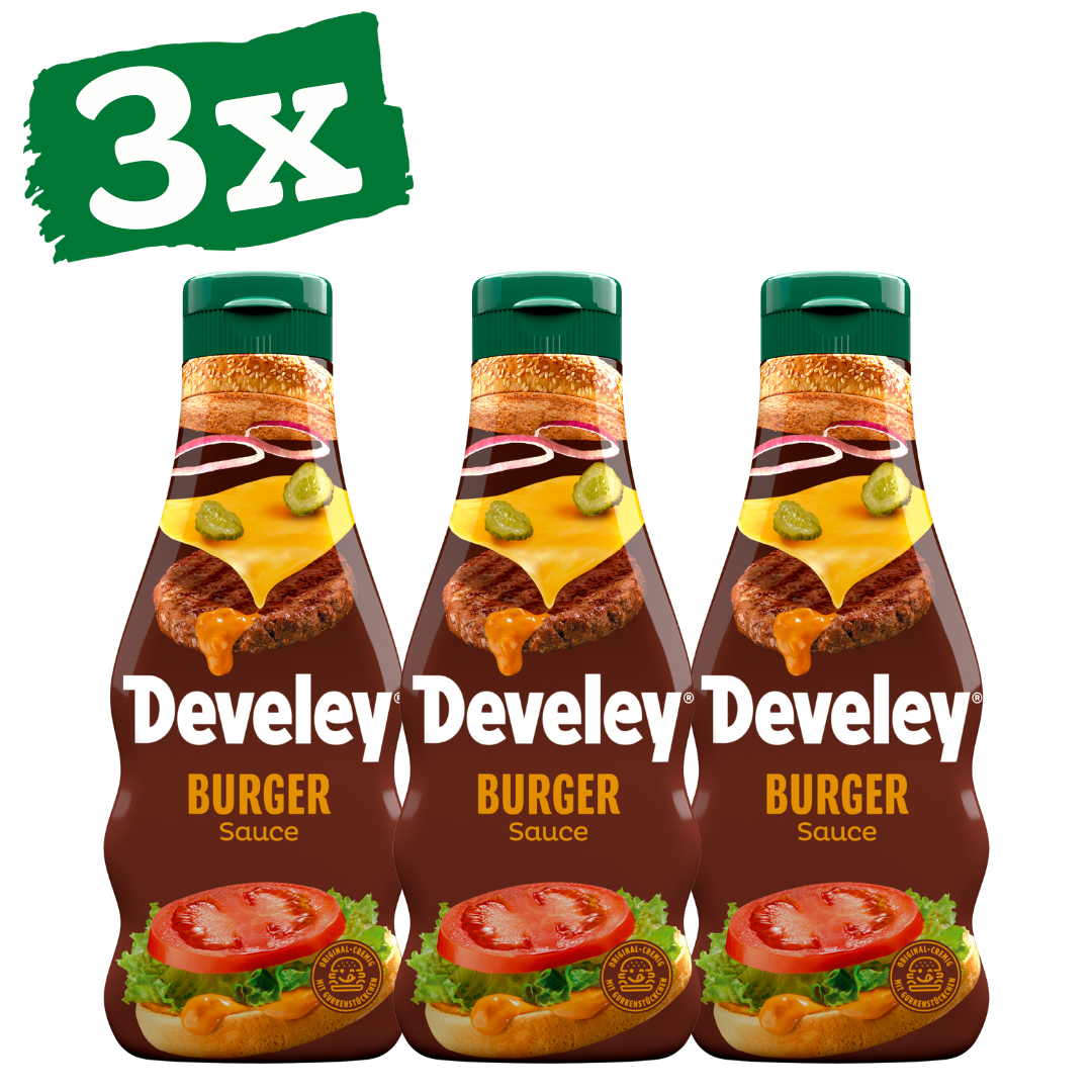 Die Burger Sauce von Develey ist fruchtig würzig und passt perfekt zu Wurst, Burger und Steak, Squeeze, 250ml, Grillsauce, vegetarisch, Big Mac Sauce,