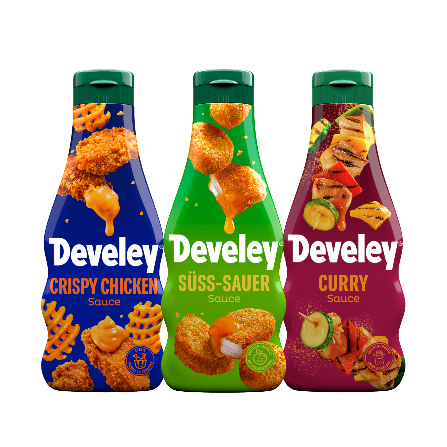 Develey Chicken Set: Crispy Chicken Sauce, Süßsauer Sauce, Curry Sauce 
