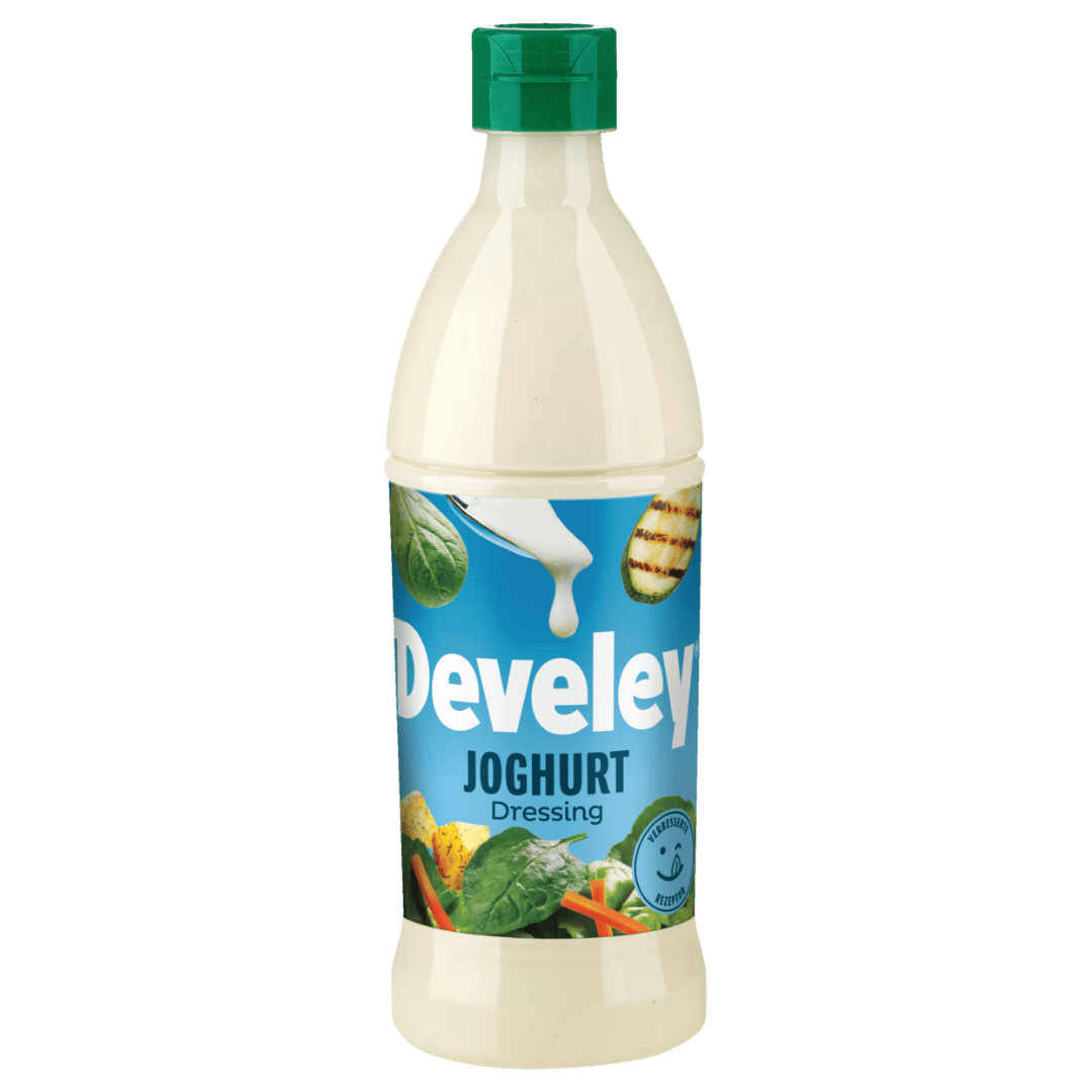 Die Produktabbildung des Joghurt Dressings in der 500 ml Flasche von Develey