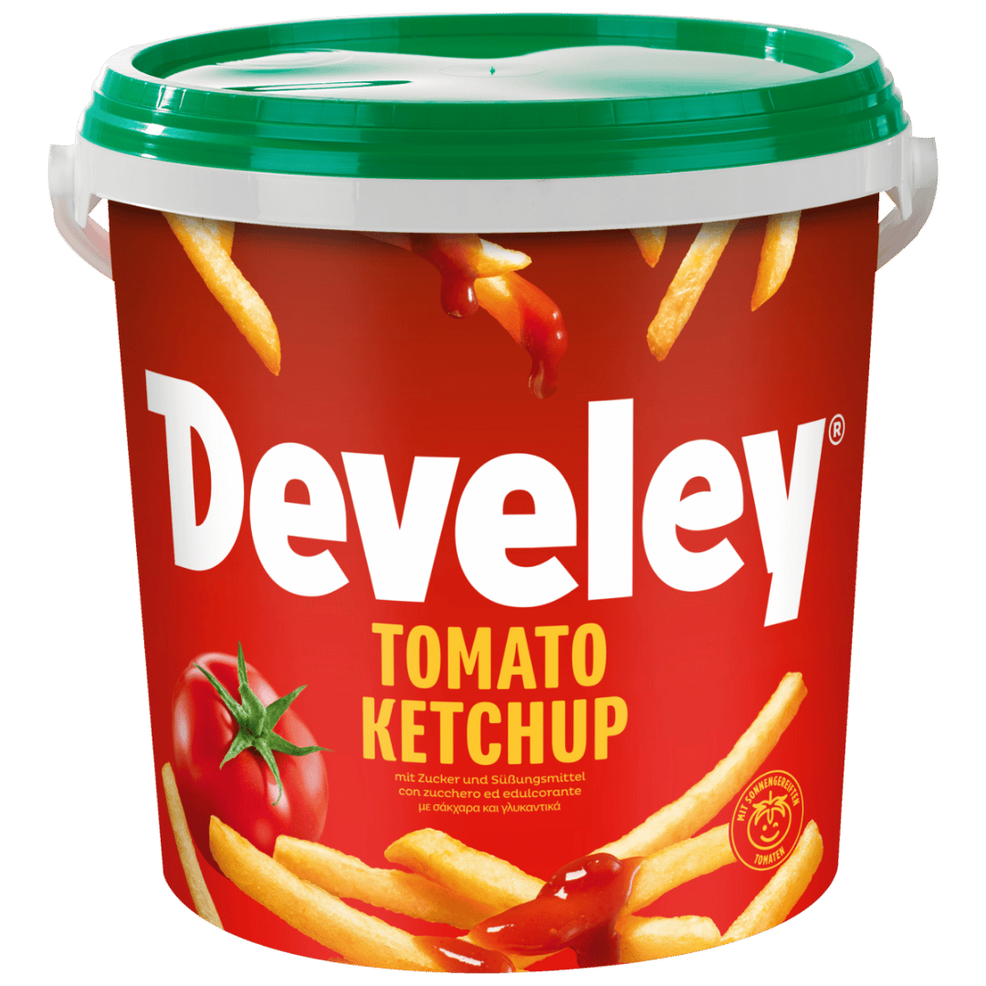 Das Develey Tomaten Ketchup im 10 kg Eimer für die Gastronomie oder Großverbraucher