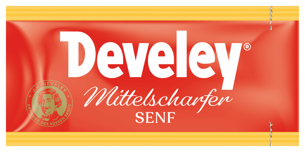 Der mittelscharfe Senf von Develey im 15 ml Sachet
