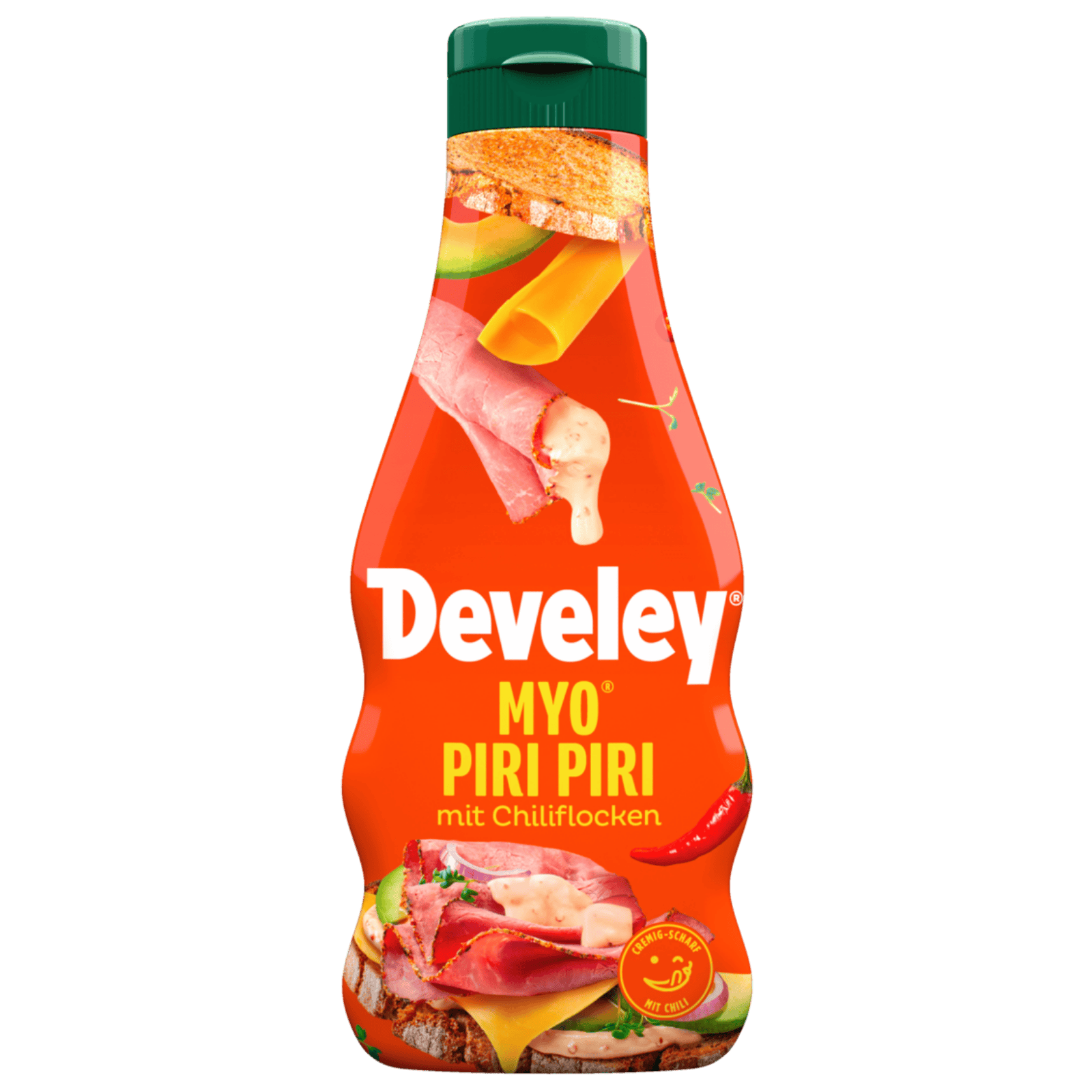 Die Produktabbildung der MYO® Piri Piri von Develey in der 235 ml Flasche