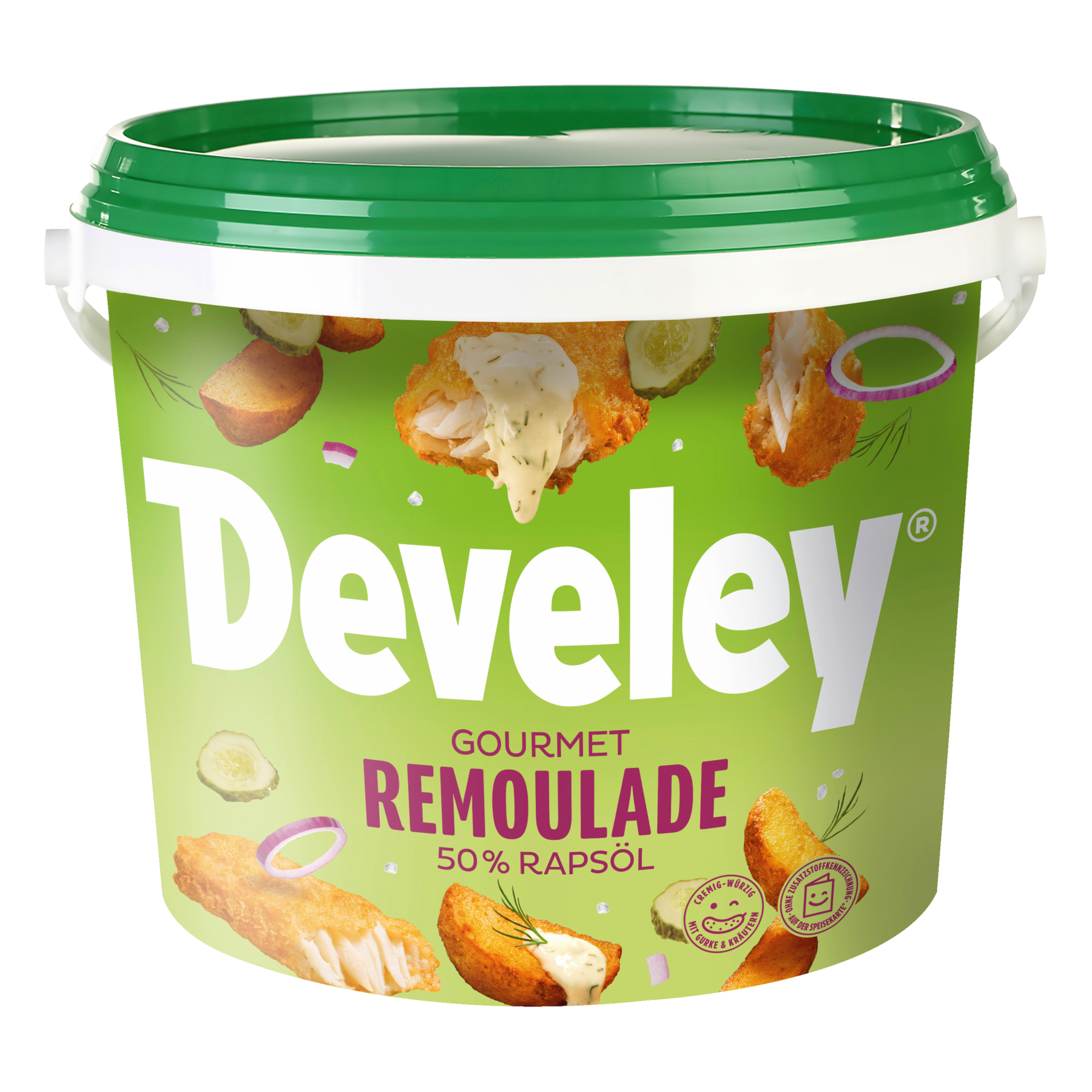 Die Produktabbildung der Gourmet Remoulade von Develey im 5 kg Eimer besonders für die Gastronomie geeignet