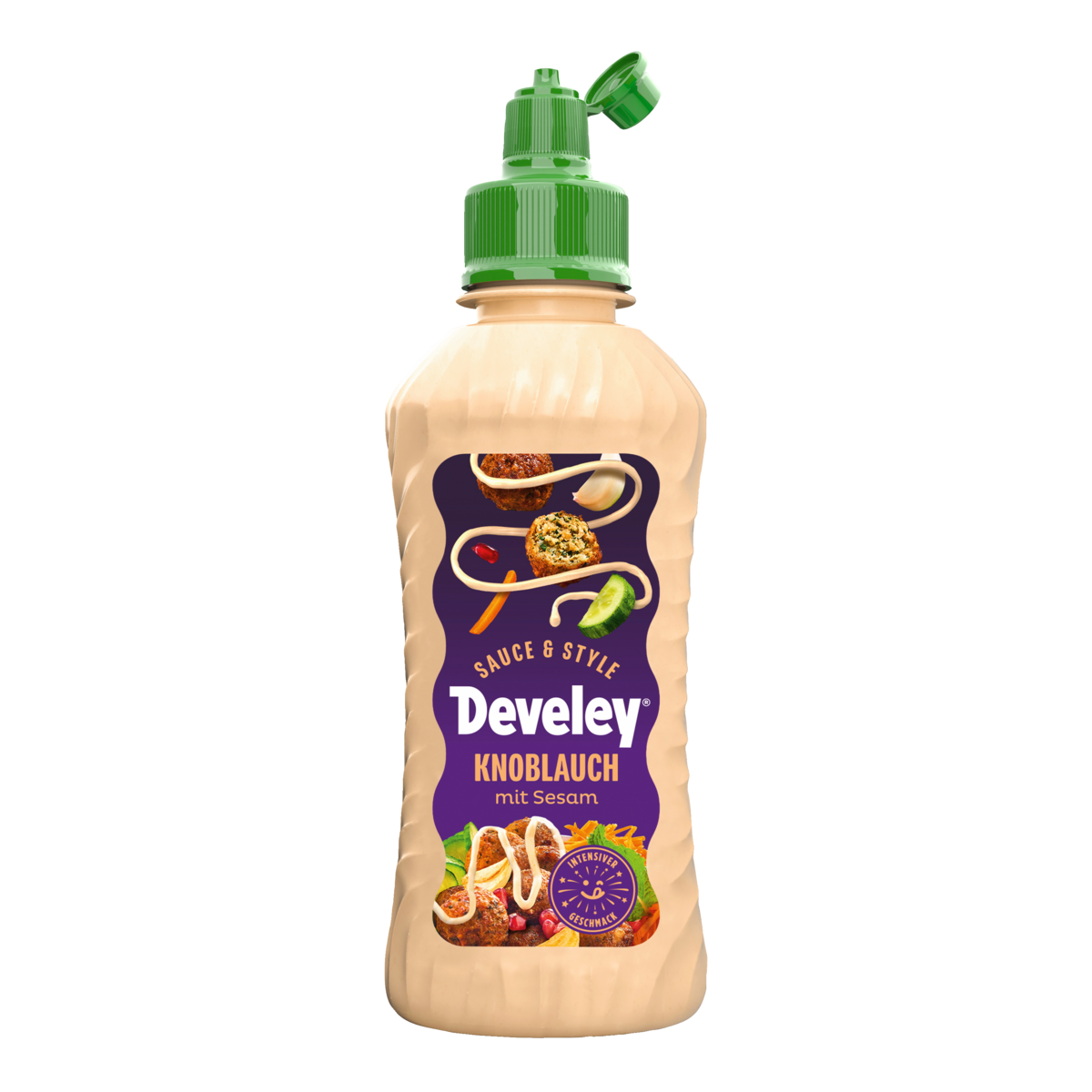 Die Produktabbildung der Develey Sauce & Style Knoblauch Sesam Sauce