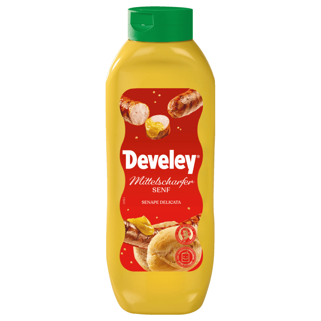 Der mittelscharfe Senf von Develey im 875 ml Großgebinde