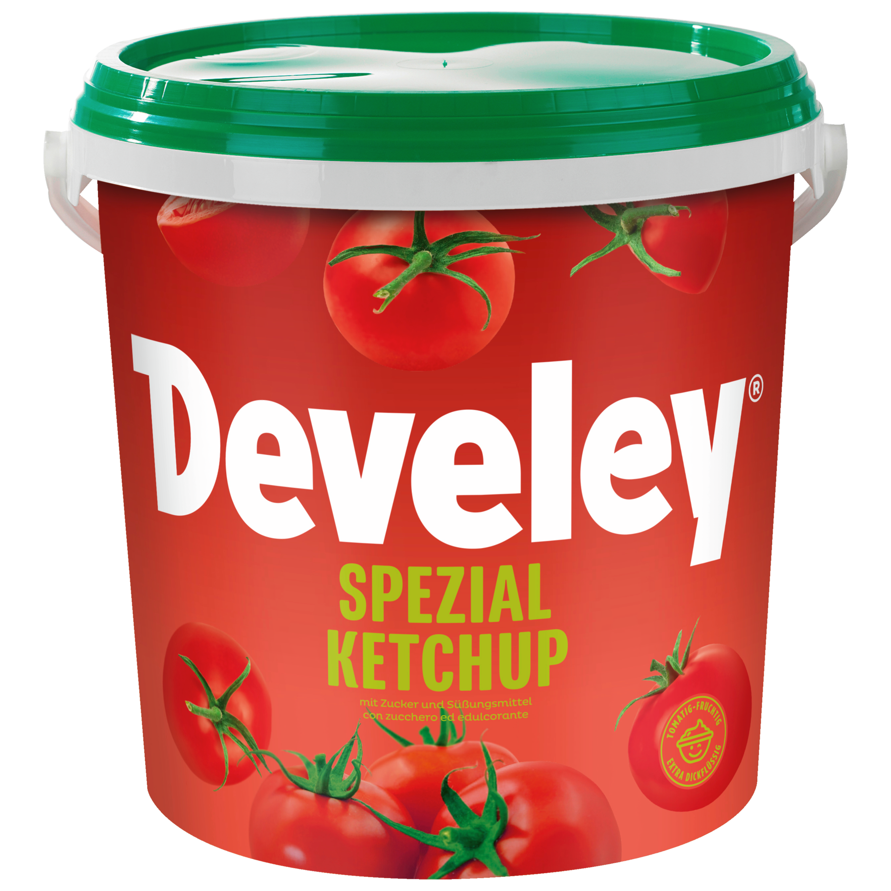 Die Produktabbildung des Spezial Ketchup von Develey im 10 kg Eimer besonders für die Gastronomie geeignet