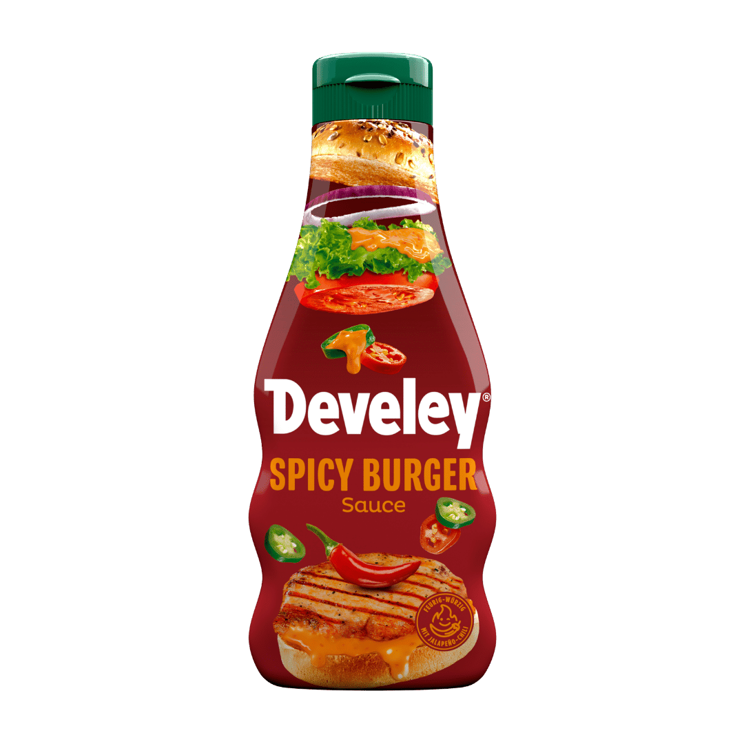 Die Spicy Burger Sauce von Develey in der handlichen 250 ml Flasche