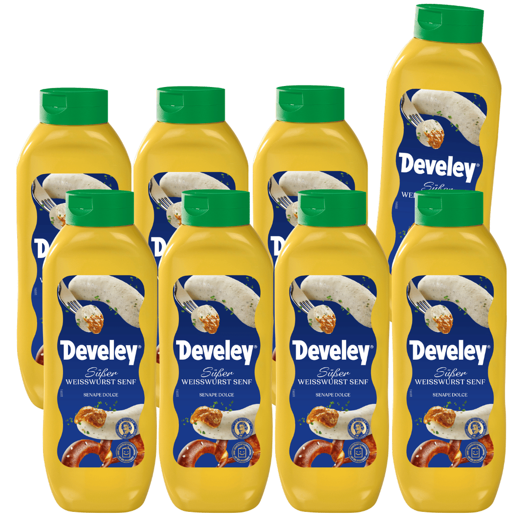 Der süße Senf von Develey im 875 ml Großgebinde im 8er Multipack