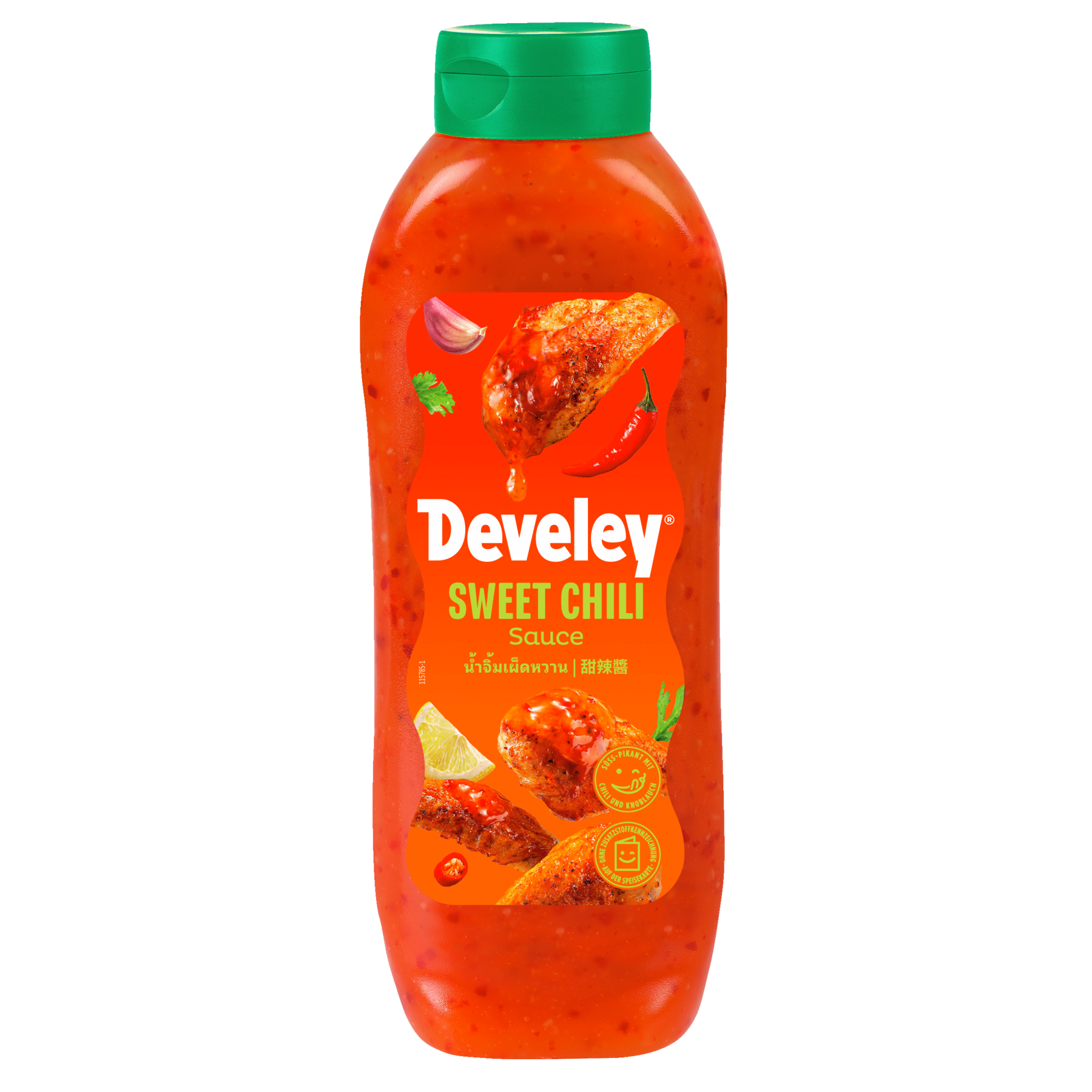 Develey Sweet Chili Sauce Kopfstandflasche 875 ml