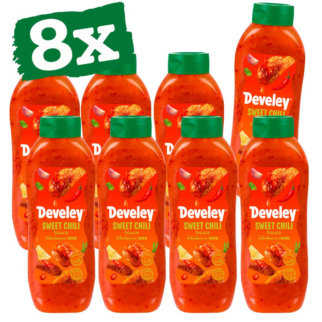 Develey Sweet Chili Sauce in 875 ml Kopfstandflasche im 8er Multipack