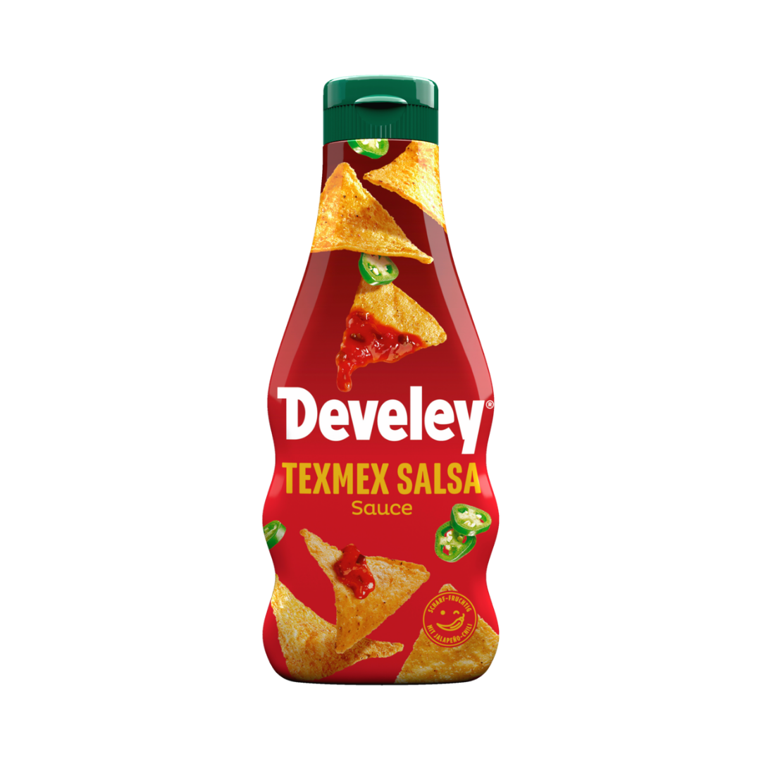 Die TexMex Salsa Sauce von Develey in der handlichen 250 ml Flasche