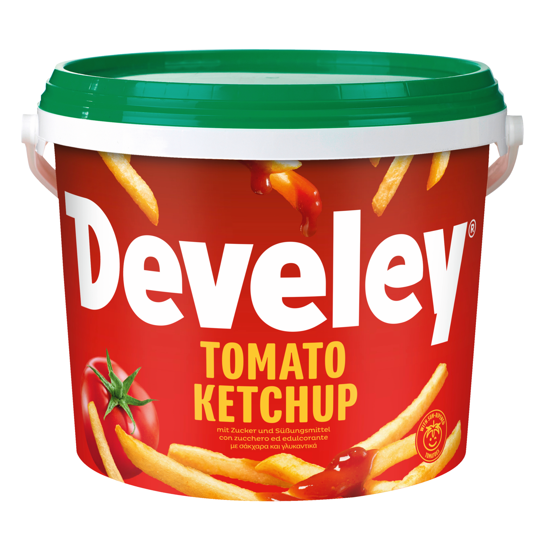 Die Produktabbildung des Tomaten Ketchup von Develey im 5 kg Eimer besonders für die Gastronomie geeignet