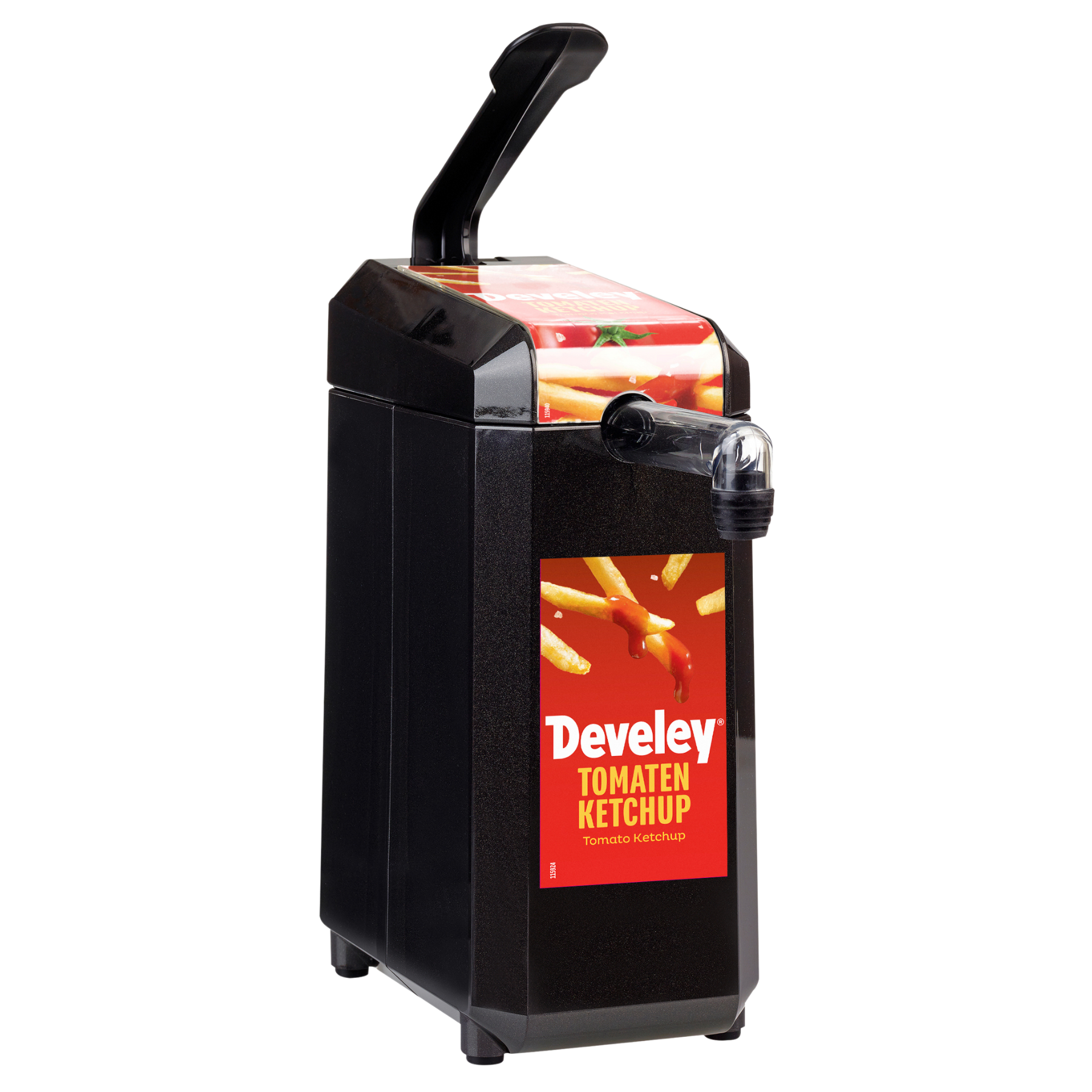 Dispenser mit Etikett "Develey Tomaten Ketchup" für 2,5 kg Dispenserbeutel